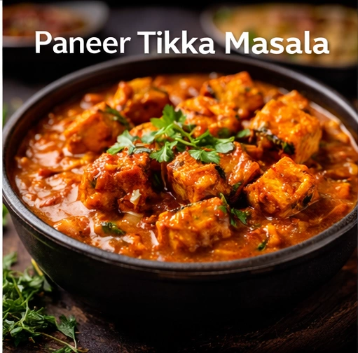 Paneer Tikka Masala Grilled paneer tikka combined with a spicy onion-tomato gravy, offering a smoky and flavourful experience for those who enjoy bold Indian tastes.