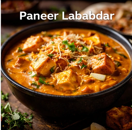 Paneer Lababdar Prepared with a mildly sweet and creamy gravy, Paneer Lababdar delivers a traditional North Indian taste that is perfect for family dining.